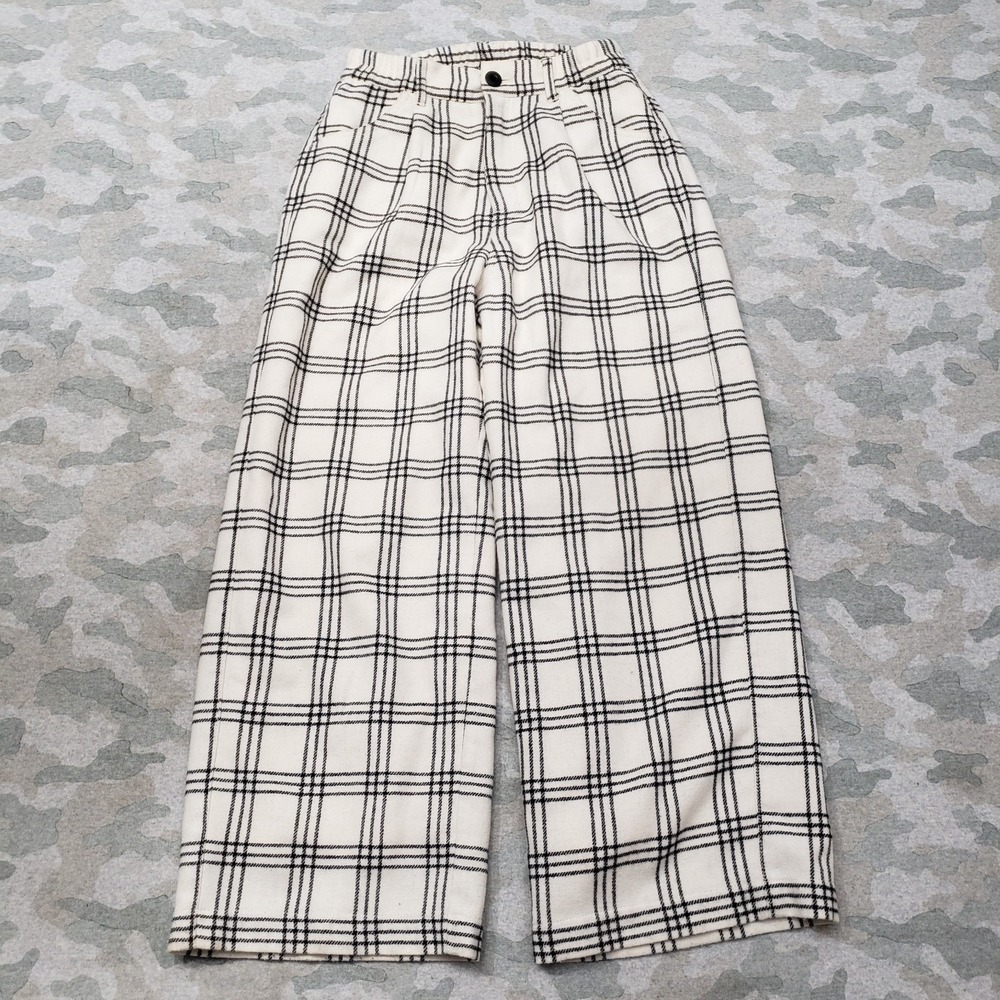 Vintage Avirex Belle Pants Womens Medium White Pockets‎ Check Wide Leg